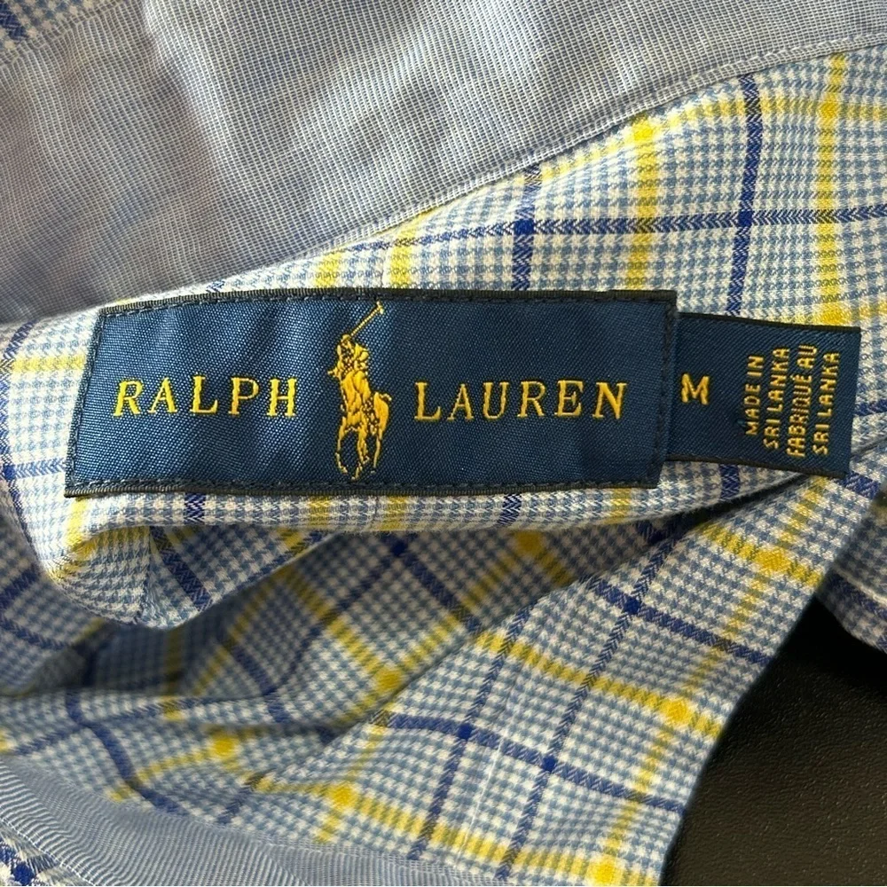 POLO Ralph Lauren Men's Button Down Shirt Blue Yellow Plaid Size Medium